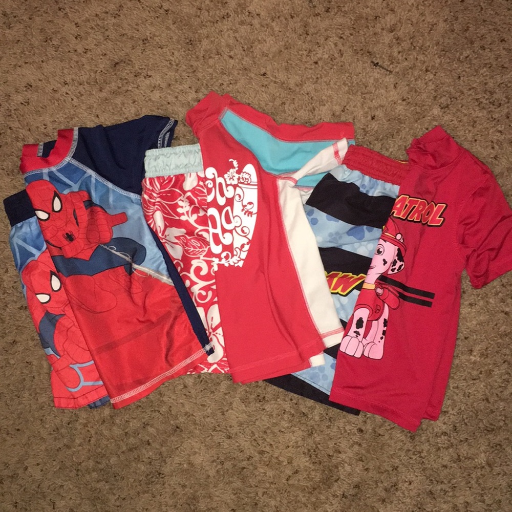 Bundle of Boys Swim Sets with Matching Rashguards